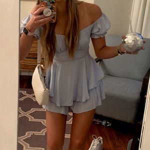 Hello Molly Blue romper size small